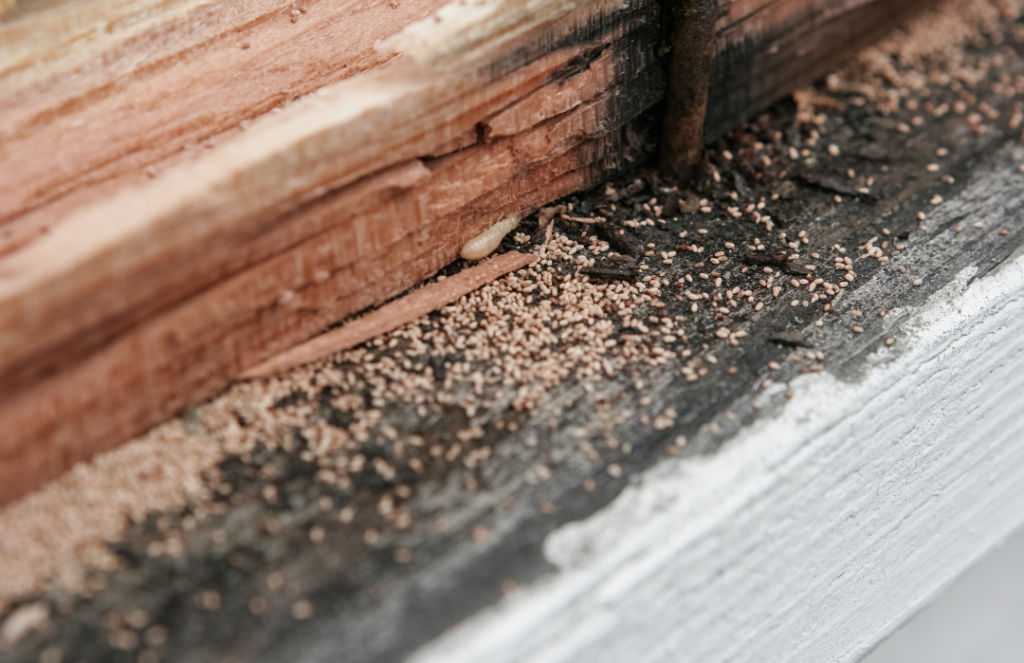 termite droppings with a termite